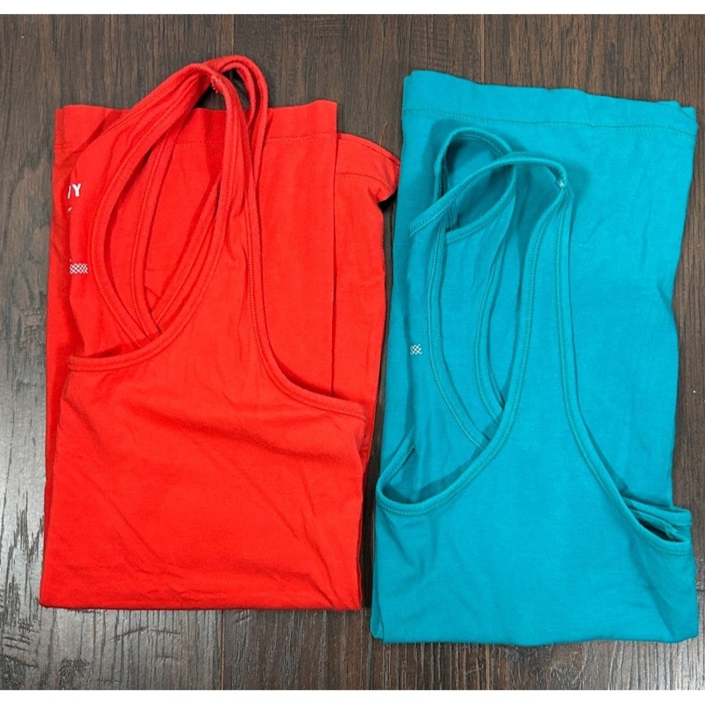 Old Navy Womens Fitted Racerback Tank Top 2 Pack Red Teal Blue Size Medium